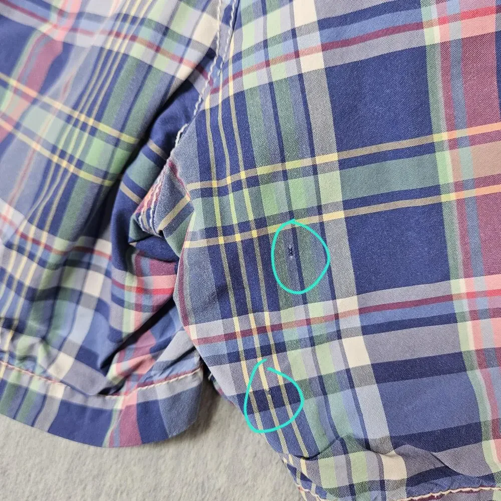 Polo Ralph Lauren Swim Shorts Mens L Blue Plaid Lined Drawstring Back Pocket